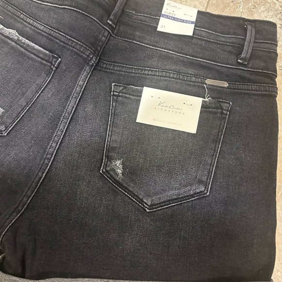 Women's Black Denim Shorts - Picture 5 of 7